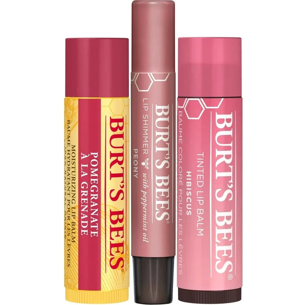 Burt's Bees Mistletoe Kiss Gift Set Pomegranate Lip Balm & Tinted Lip Balm NEW